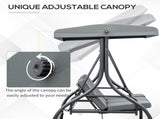 3 Seater Canopy Swing Chair, 2 in 1 Garden Swing Seat Bed, with Adjustable Canopy and Metal Frame, T3398P314658