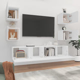 6 Piece TV Cabinet Set White Engineered Wood 3114254