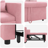 Pull out Sofa Bed Single Light pink 90 x 165 x 87 cm Velvet 42002701