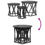 ZNTS Nesting Side Tables 3 pcs Black Oak Engineered Wood 868255