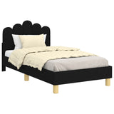 Children's Bed Frame with Headboard Black 80 x 160 cm Fabric 42011046