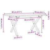 Coffee Table X-Frame 80x50x40 cm Solid Wood Pine and Steel 3282684