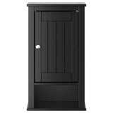 Bathroom Wall Cabinet Black Solid Pine, Engineered Wood, Metal 358549