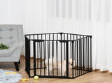 5 Panels Pet Playpen Metal Fence w/ Walk Through Door - Black T3398P347590