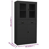 Office Cabinet Anthracite 90x40x180 cm Steel and Tempered Glass 336424