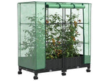 Garden Planter with Greenhouse Cover&Wheels 2 pcs Black PP 3422975