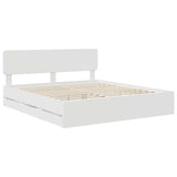 Bed Frame with Drawer White 200 x 200 cm Engineered Wood 3412150