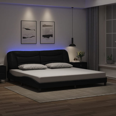 Bed Frame with LED without Mattress "Hvar" Black 200x200 cm 3213955