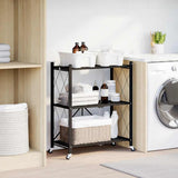 Storage Shelf on Wheels Black 71x34x88 cm Steel 4012385