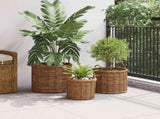 Planter Basket with Storage 3 pcs Brown Kubu Rattan 42020956