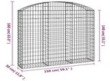 Arched Gabion Basket 150x30x140/160 cm Galvanised Iron 153447