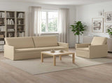 Sofa Set 2 pcs Cream Fabric 3433169