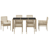 Garden Dining Set 7 pcs Beige Poly rattan 3334890