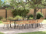 Garden Dining Set 9 pcs Brown Powder-Coated Steel 3379183