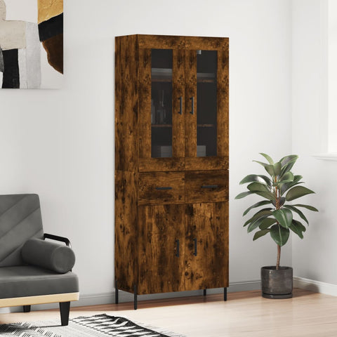 Highboard Smoked Oak 69.5x34x180 cm Engineered Wood 3198542