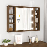 ZNTS Mirror Cabinet with LED Brown Oak 76x15x55 cm 820447