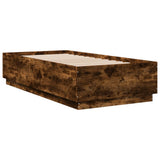 Bed Frame with LED without Mattress Smoked Oak 90x190 cm Single 3209664