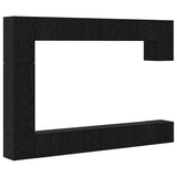TV Cabinet Set Wall-mounted 9 pcs Black Oak Engineered Wood 3393427