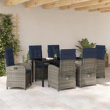 Garden Dining Set with Cushion 7 pcs Grey Poly Rattan 3380355