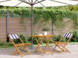 3 Piece Bistro Set Blue and White Fabric and Solid Wood 3281849