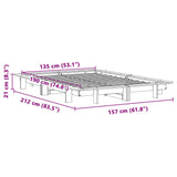 Bed Frame without Mattress Wax Brown 135x190 cm Double Solid Wood Pine 850676