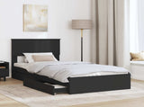 Storage Bed with Headboard Black 90 x 190 cm Engineered Wood 3410841