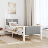 Bed frame White and light grey 75 x 190 cm Solid pine wood 878513