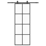 Sliding Door with Hardware Set Black 76x205 cm ESG Glass 3375908