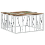 Coffee Table Silver Stainless Steel and Solid Wood Reclaimed 350064