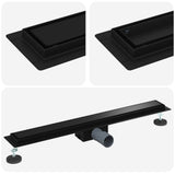 2 in 1 Shower Drain Black 80 cm Stainless Steel 304 42015946
