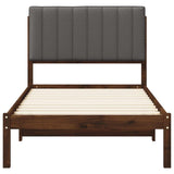 Bed Frame with Upholstered Headboard Dark Brown and Light Grey 904190