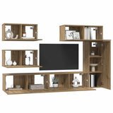 TV Cabinet Set Wall-mounted 6 pcs Artisan Oak Engineered Wood 3393266