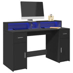 Desk with LED Lights Black 140x55x91 cm Engineered Wood 3309421