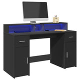 Desk with LED Lights Black 140x55x91 cm Engineered Wood 3309421