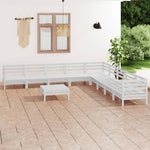 ZNTS 10 Piece Garden Lounge Set Solid Wood Pine White 3083120