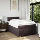 Box Spring Bed with Mattress Dark Brown 120x190 cm Fabric 3285837