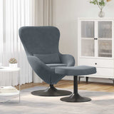 Egg Chair with Footstool Dark Grey 63 x 73 x 90 cm Velvet 42002745