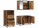 Bathroom Furniture Set with Door 3 pcs Old Wood Engineered Wood 3402444
