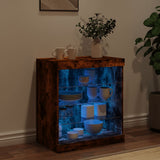 Sideboard with LED Lights Smoked Oak 60.5x37x67 cm 836697