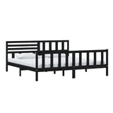 3101177 Bed Frame without Mattress Black Solid Wood 200x200 cm