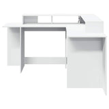 Desk with LED Lights White 152x152x91 cm Engineered Wood 3309456