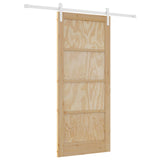 Sliding Door Natural and White 86 x 198.5 cm Solid Pine Wood 3445420