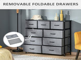 Nine Drawer Fabric Dresser - Grey T3398P329955