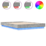 Bed Frame with LED without Mattress Concrete Grey 150x200 cm King Size 3209789