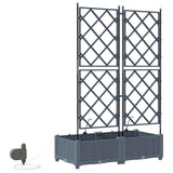 Garden Planter 2 pcs LiGht Grey 80 x 40 x 126 cm Plastic 42002896