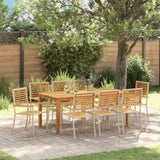 Garden Dining Set 9 pcs Beige Solid Acacia Wood 3365546