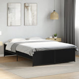 Bed Frame Black Engineered wood and steel Double Modern 3279902