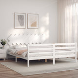 Bed Frame without Mattress White Super King Size Solid Wood 3195302