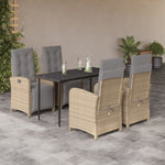 ZNTS 5 Piece Garden Dining Set with Cushions Beige Poly Rattan 3212586