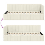 Corner Bed Frame with Headboard Cream 90 x 200 cm Velvet 42016314
